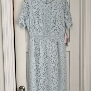 NWT Rachel Parcell Baby Blue Lace Dress Knee Length Short Sleeve Medium